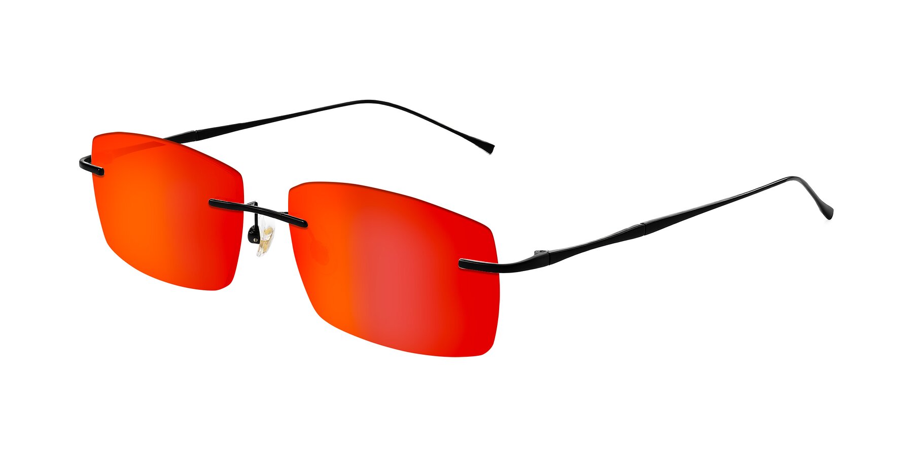 Angle of Cartman in Matte Black with Red Gold Mirrored Lenses