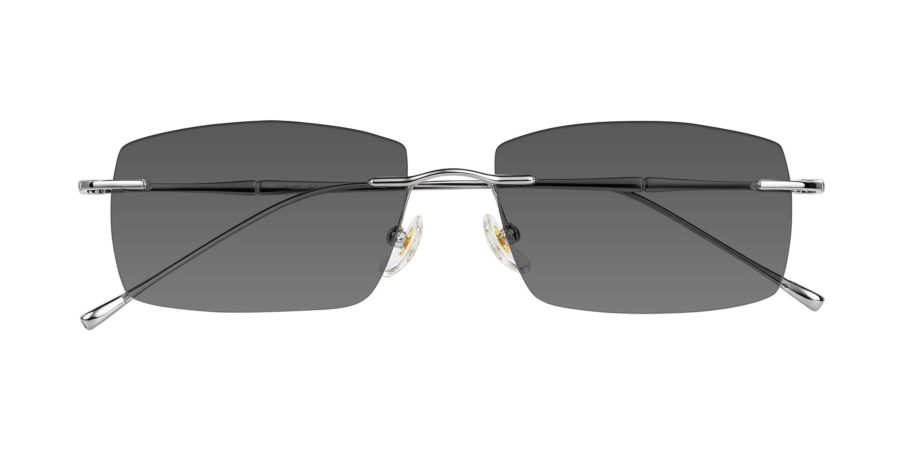 Folded Front of Cartman in Silver with Medium Gray Tinted Lenses