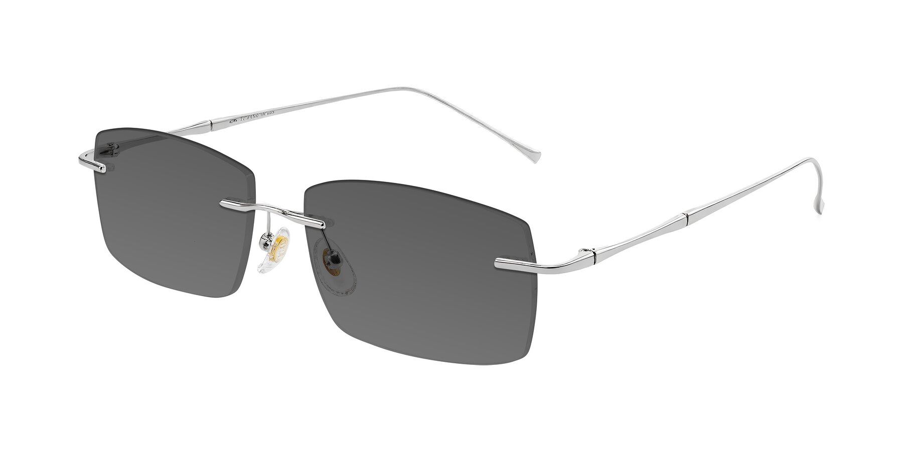Angle of Cartman in Silver with Medium Gray Tinted Lenses
