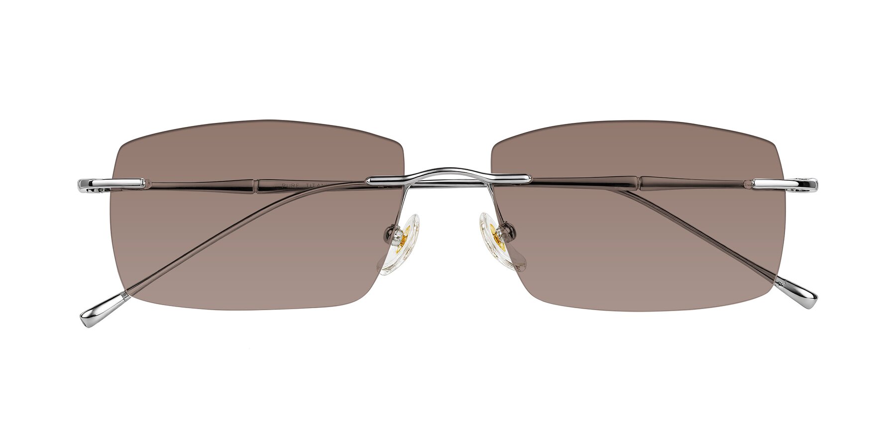 Folded Front of Cartman in Silver with Medium Brown Tinted Lenses