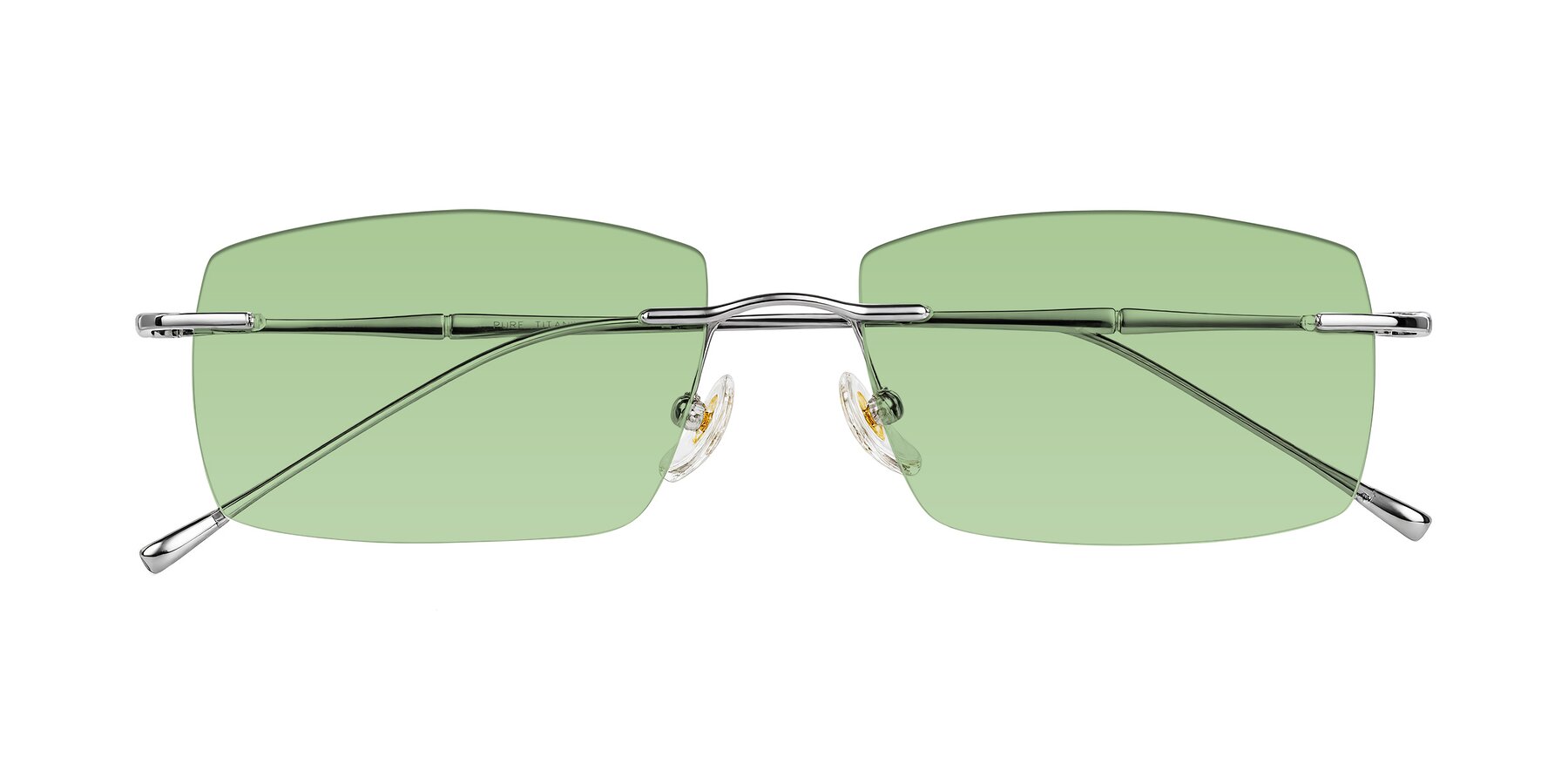 Folded Front of Cartman in Silver with Medium Green Tinted Lenses