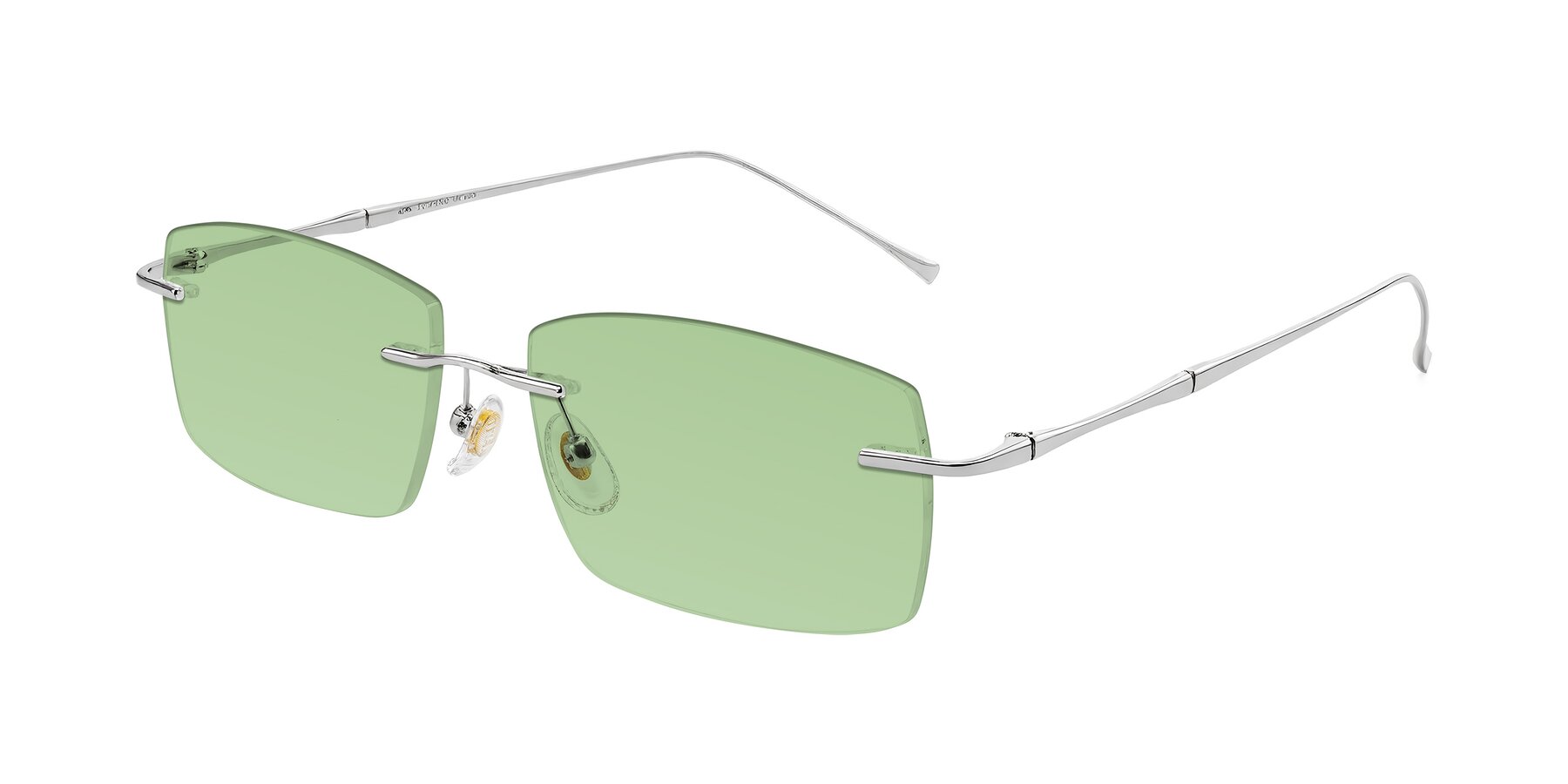 Angle of Cartman in Silver with Medium Green Tinted Lenses