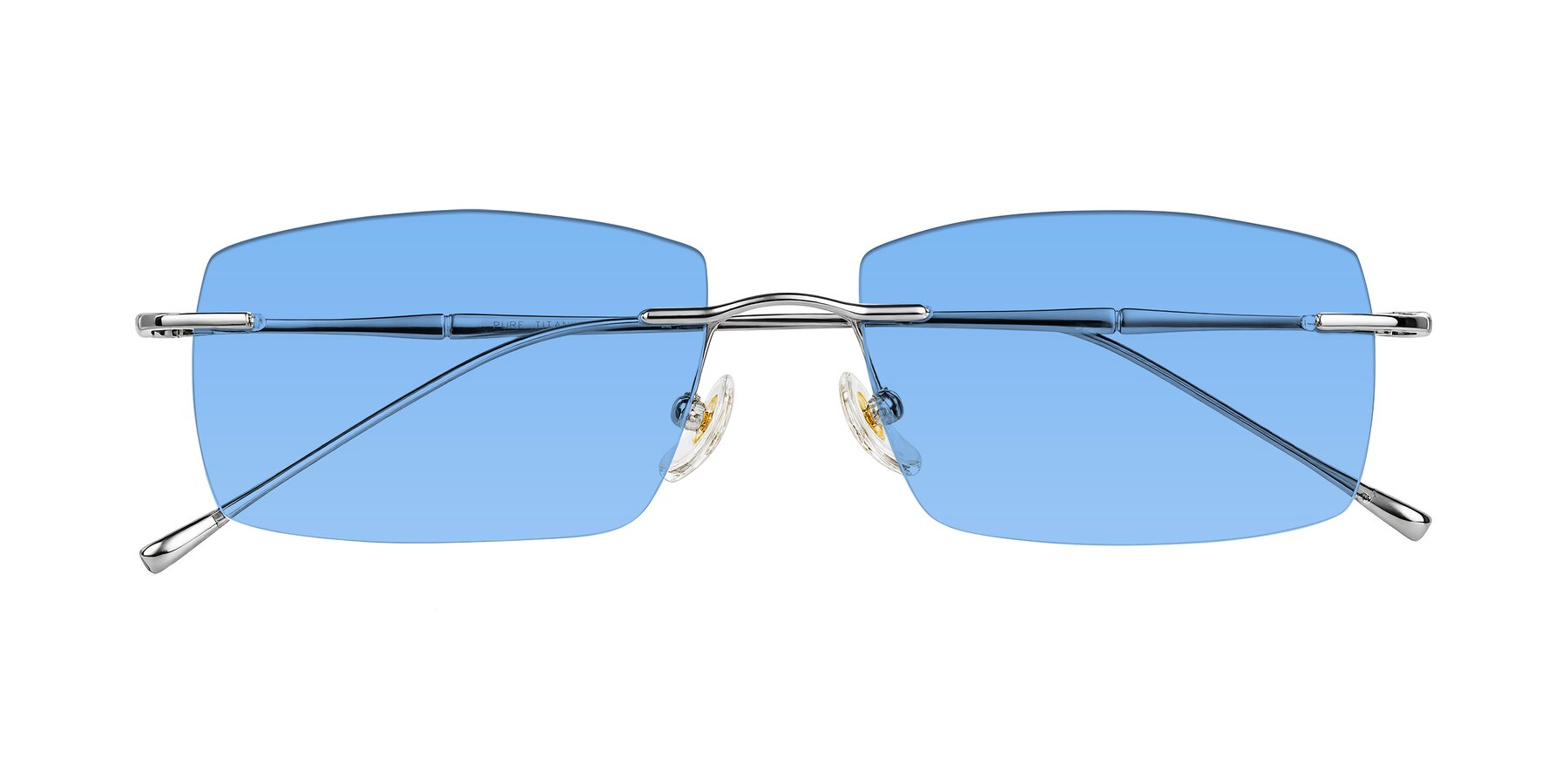 Folded Front of Cartman in Silver with Medium Blue Tinted Lenses