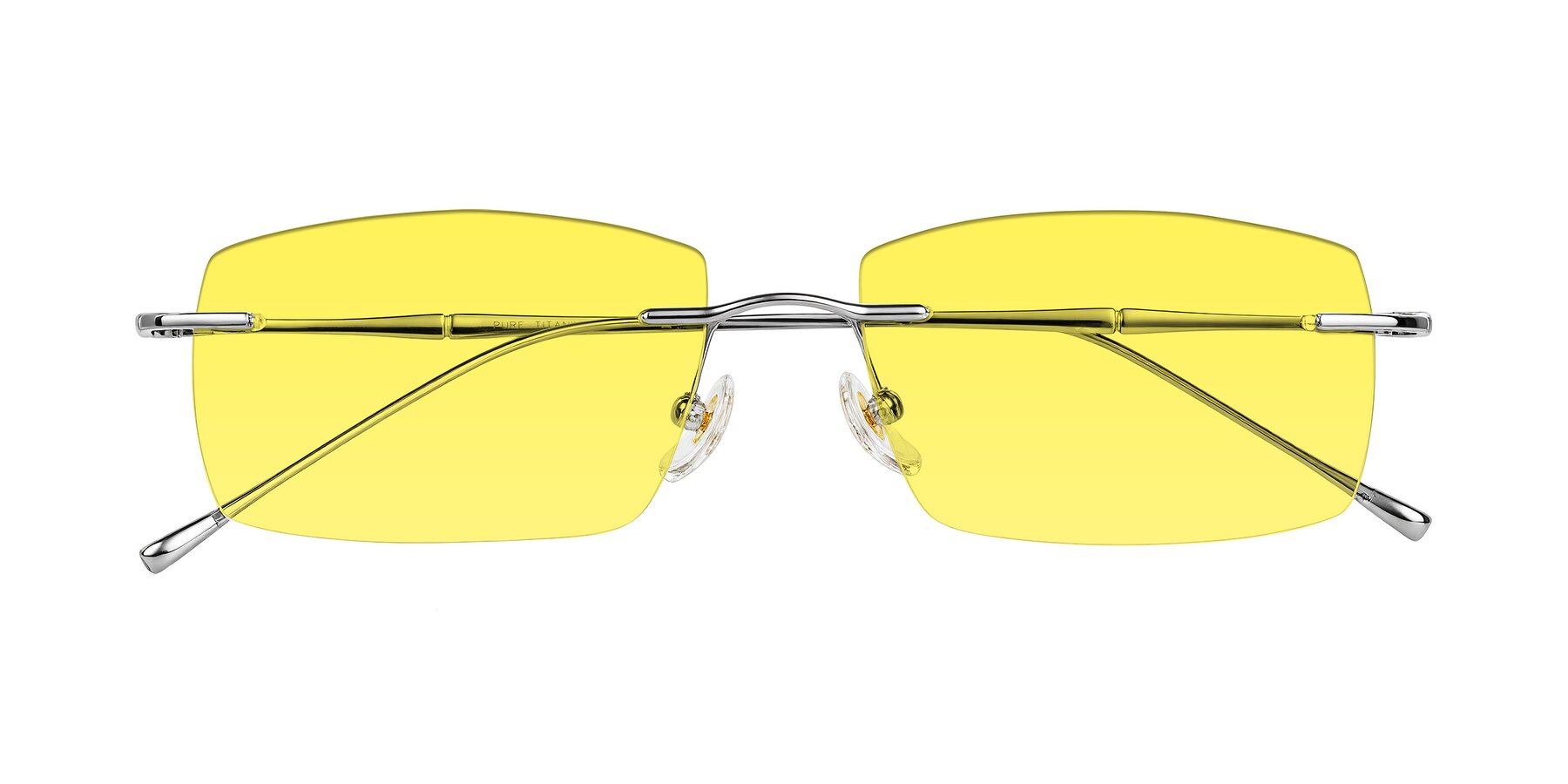 Folded Front of Cartman in Silver with Medium Yellow Tinted Lenses