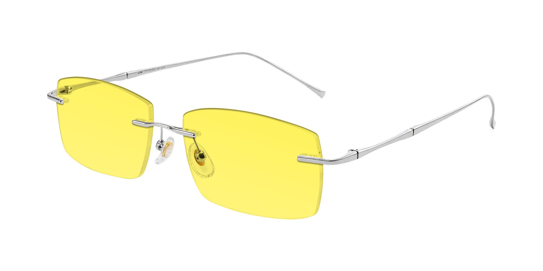 Angle of Cartman in Silver with Medium Yellow Tinted Lenses
