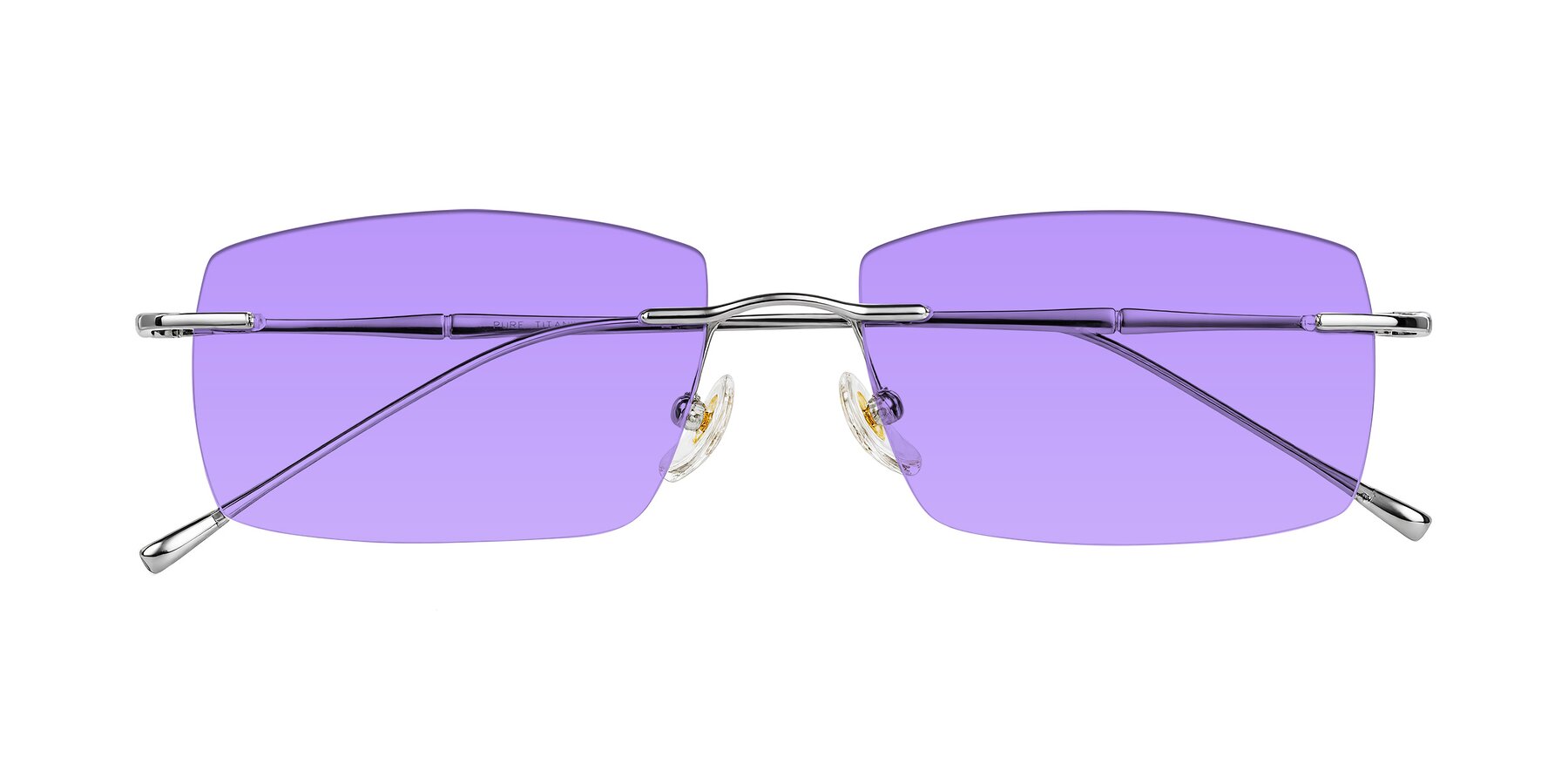 Folded Front of Cartman in Silver with Medium Purple Tinted Lenses