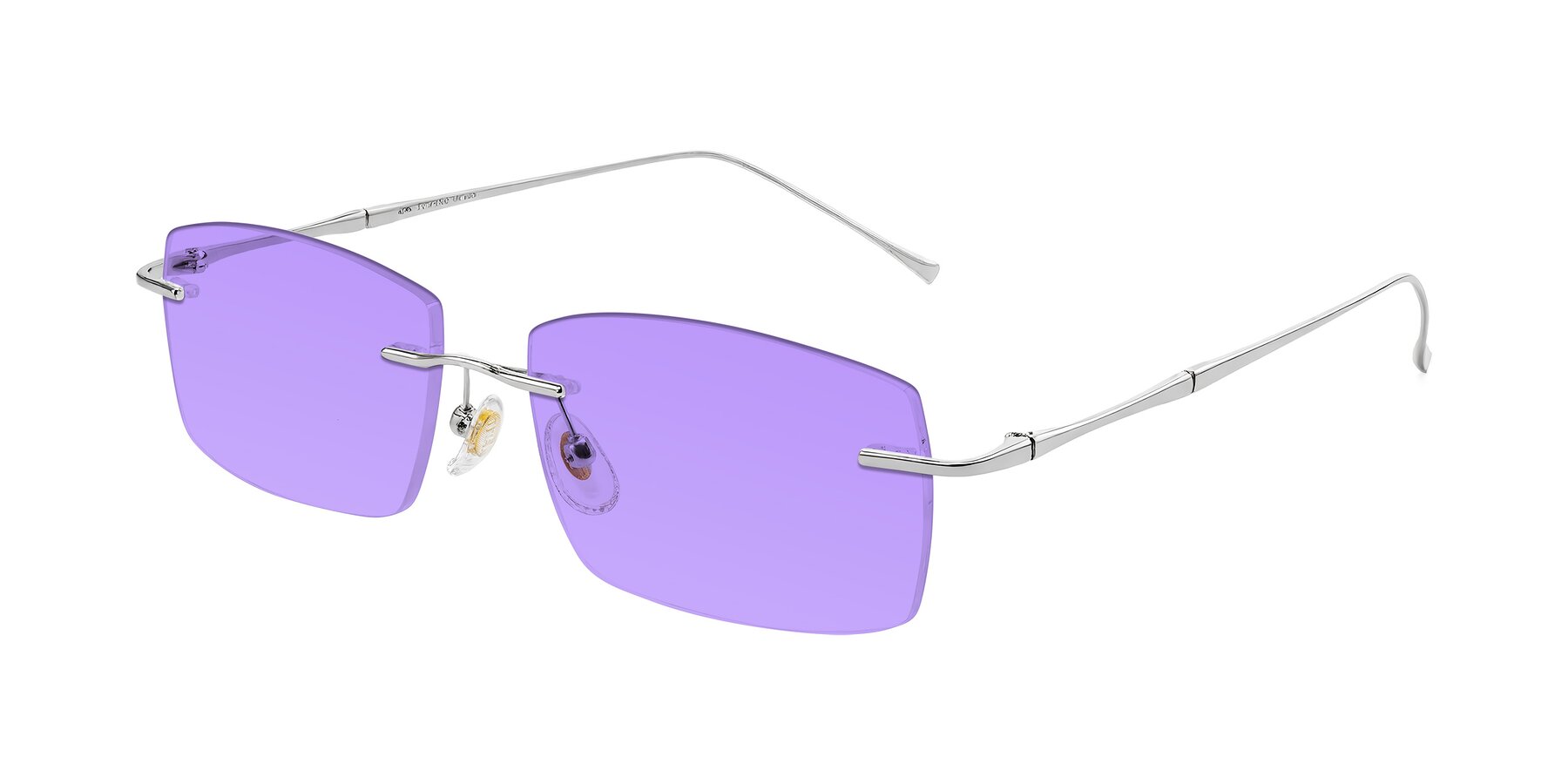 Angle of Cartman in Silver with Medium Purple Tinted Lenses