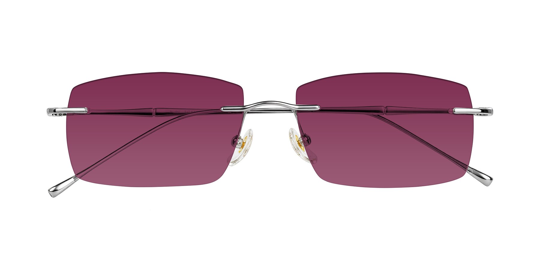 Folded Front of Cartman in Silver with Wine Tinted Lenses