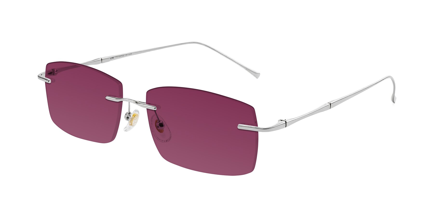 Angle of Cartman in Silver with Wine Tinted Lenses