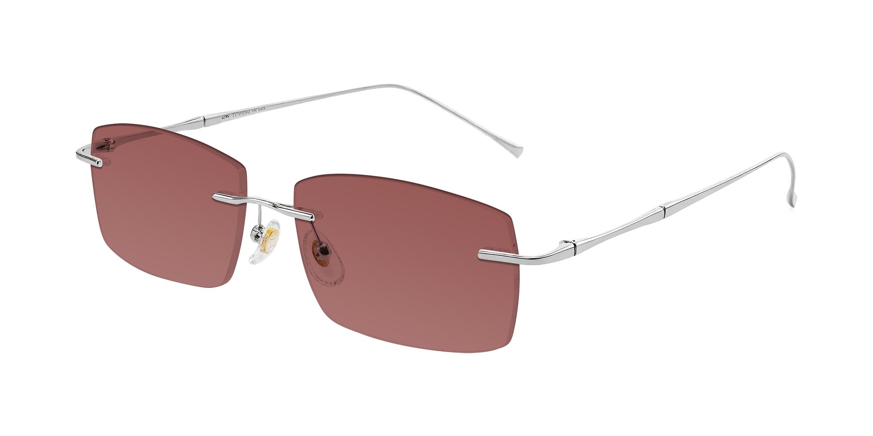 Angle of Cartman in Silver with Garnet Tinted Lenses