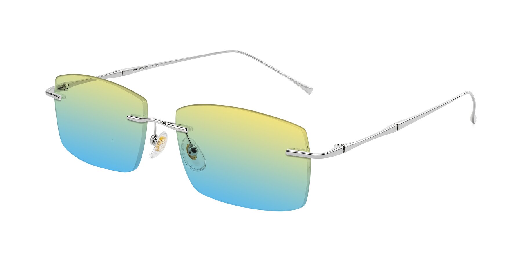 Angle of Cartman in Silver with Yellow / Blue Gradient Lenses