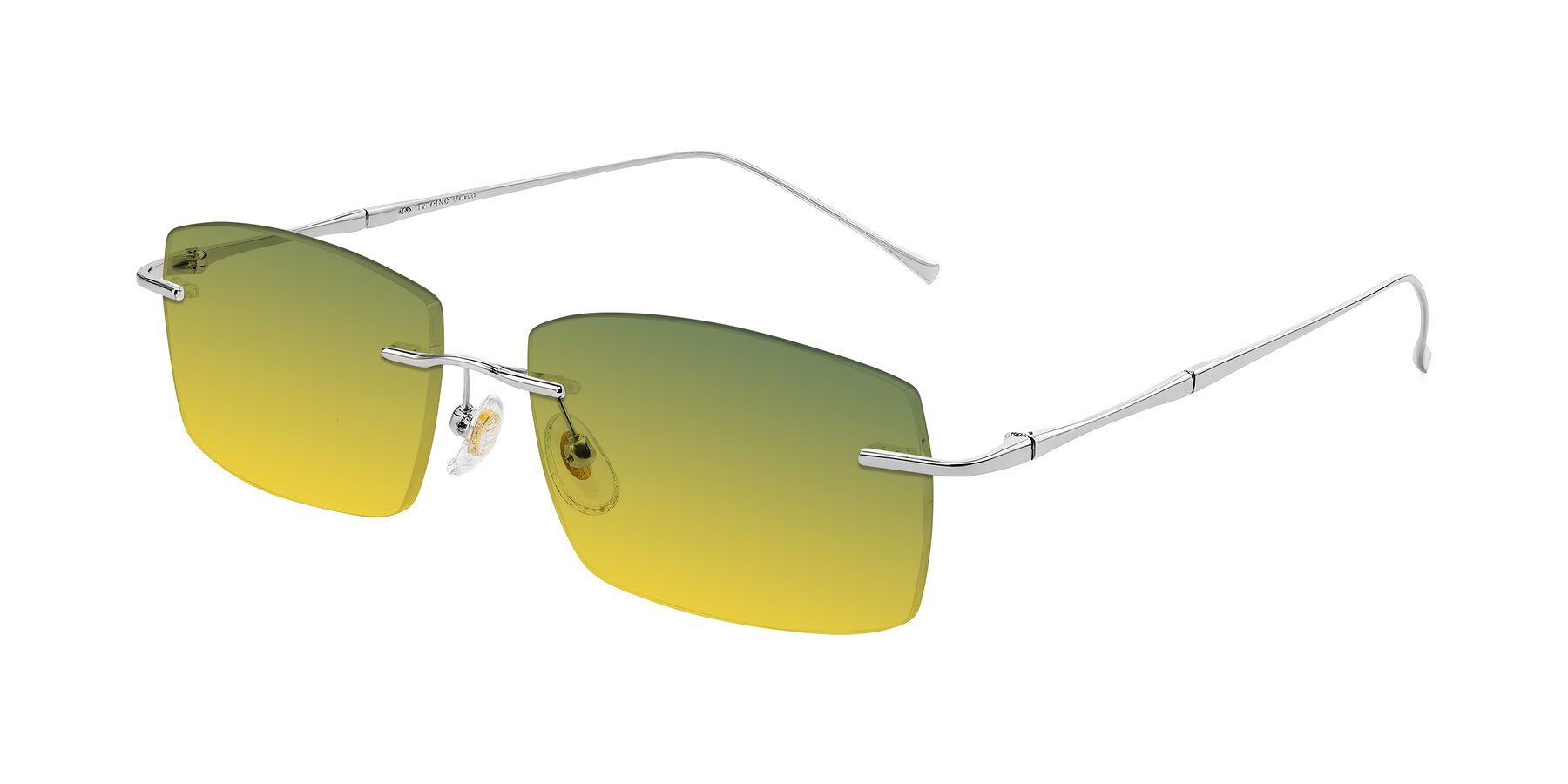 Angle of Cartman in Silver with Green / Yellow Gradient Lenses