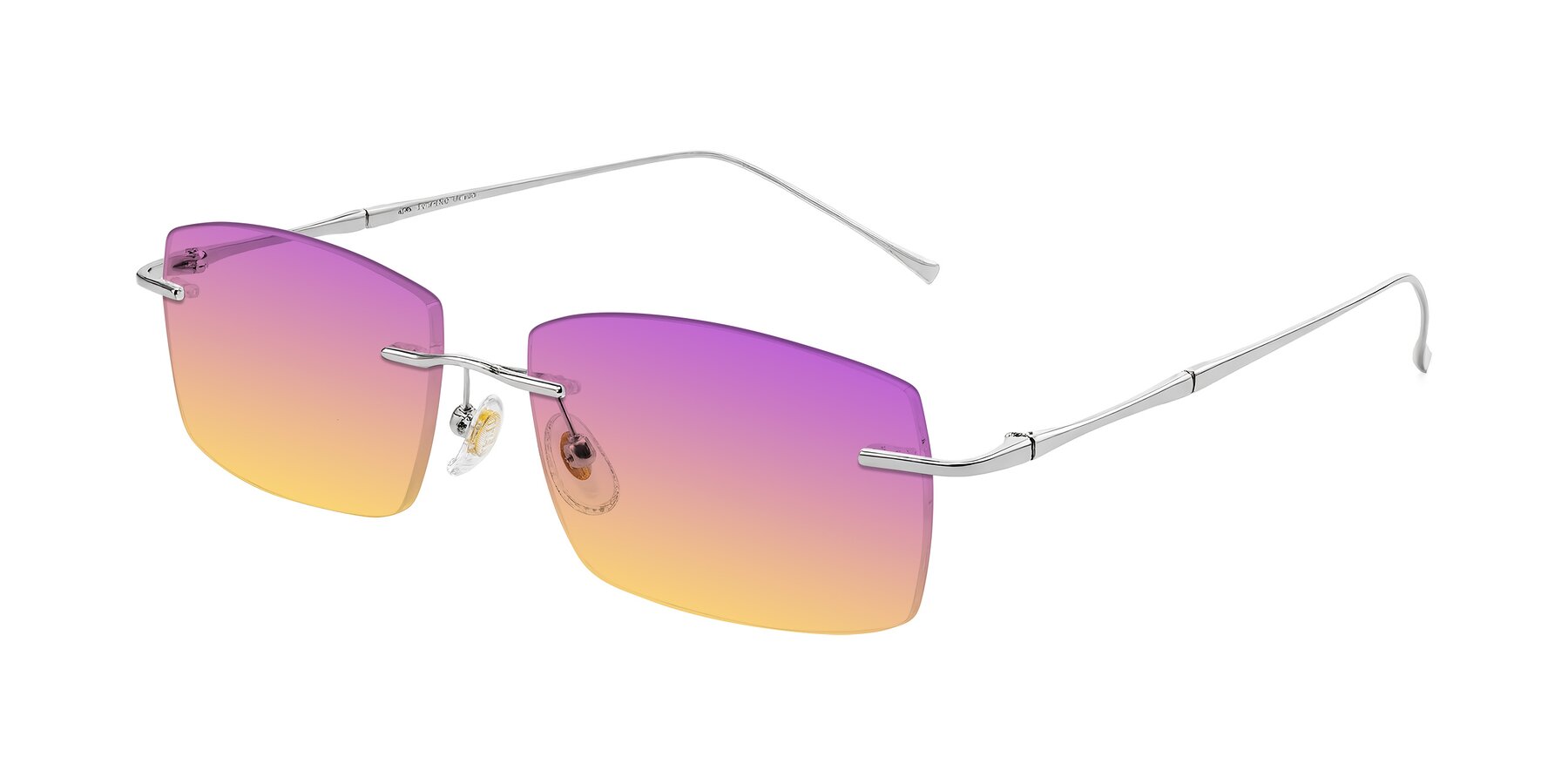 Angle of Cartman in Silver with Purple / Yellow Gradient Lenses