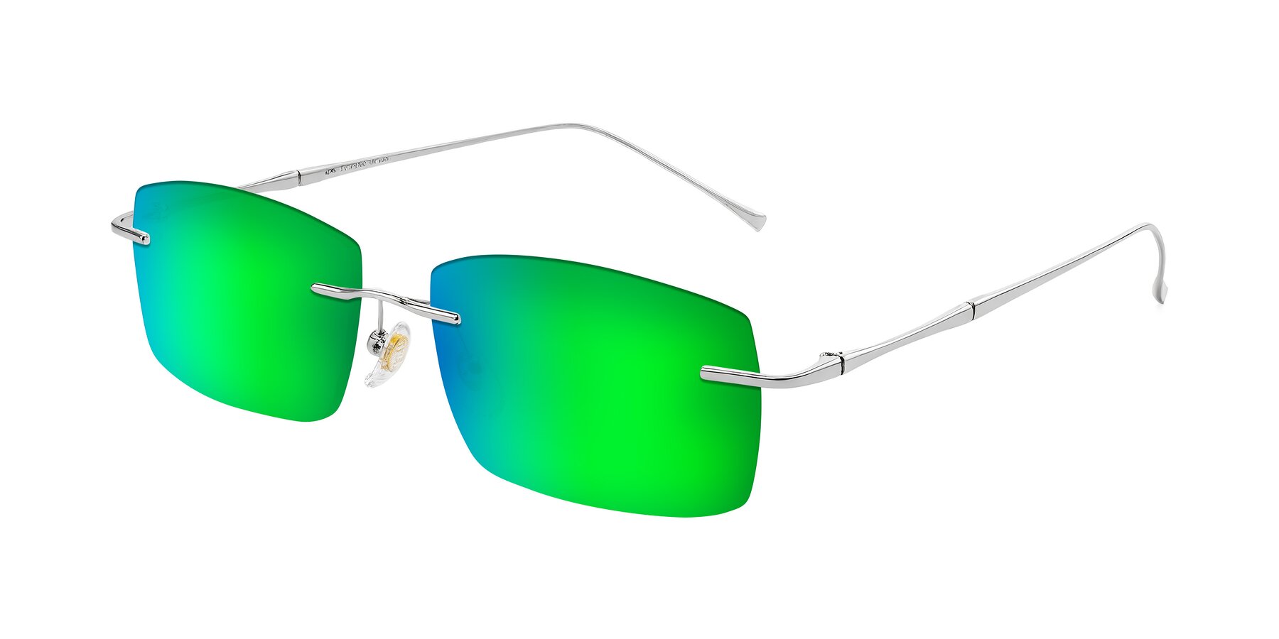 Angle of Cartman in Silver with Green Mirrored Lenses
