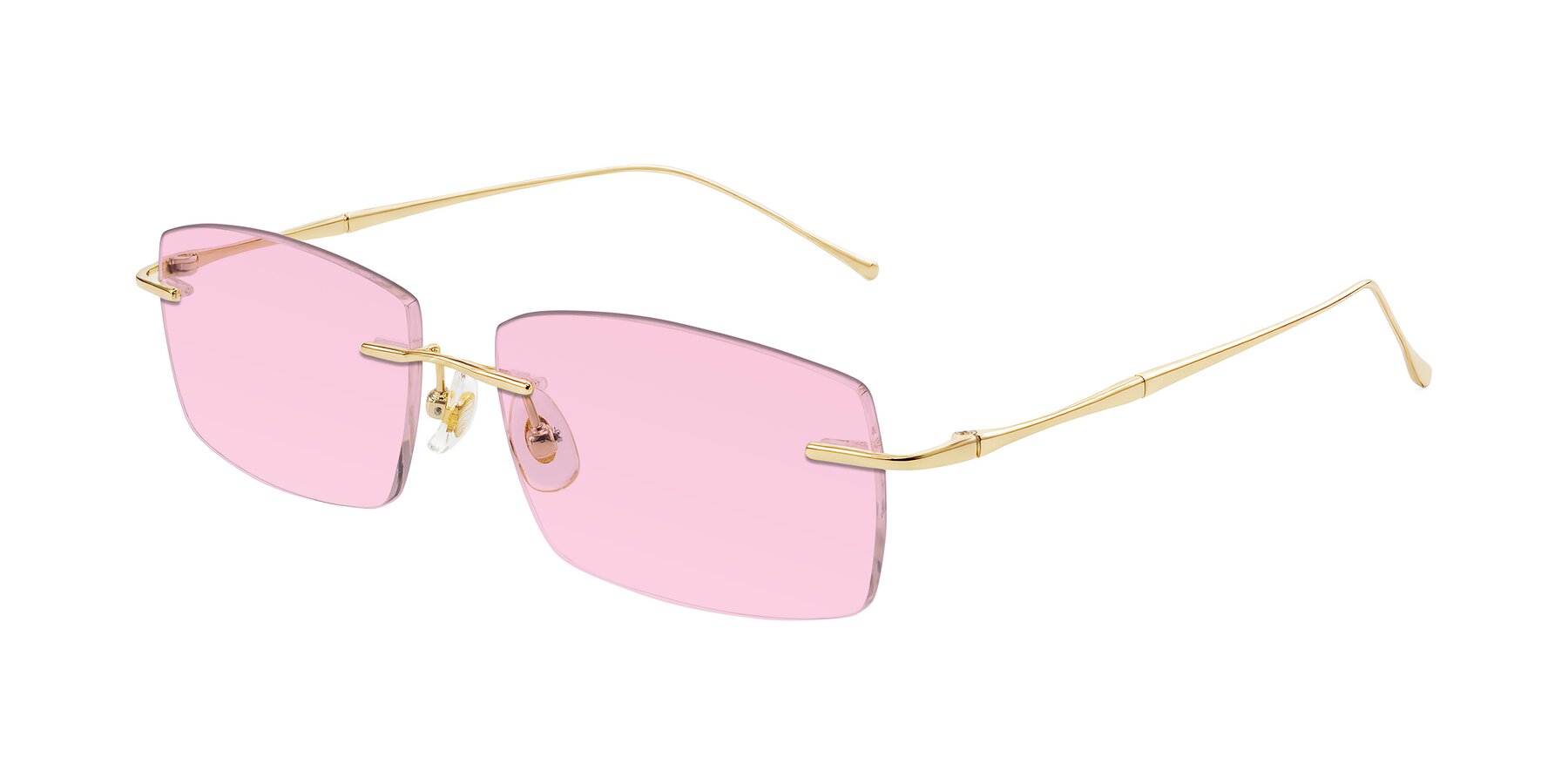 Angle of Cartman in Gold with Light Pink Tinted Lenses