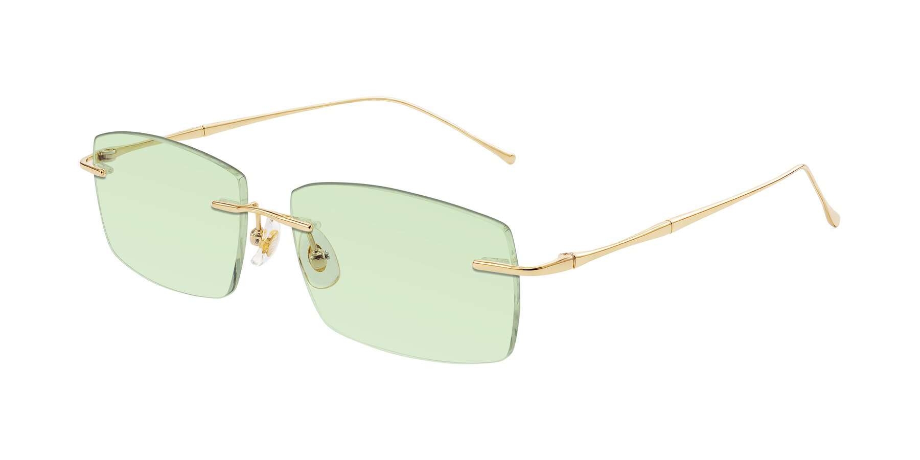 Angle of Cartman in Gold with Light Green Tinted Lenses