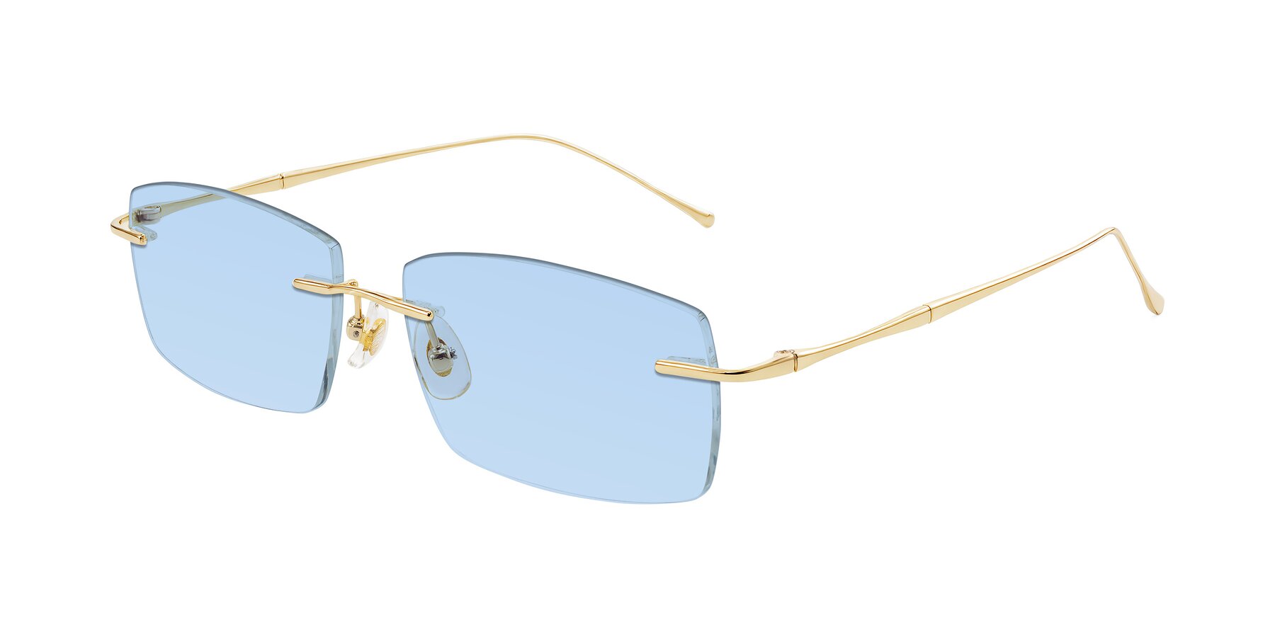 Angle of Cartman in Gold with Light Blue Tinted Lenses