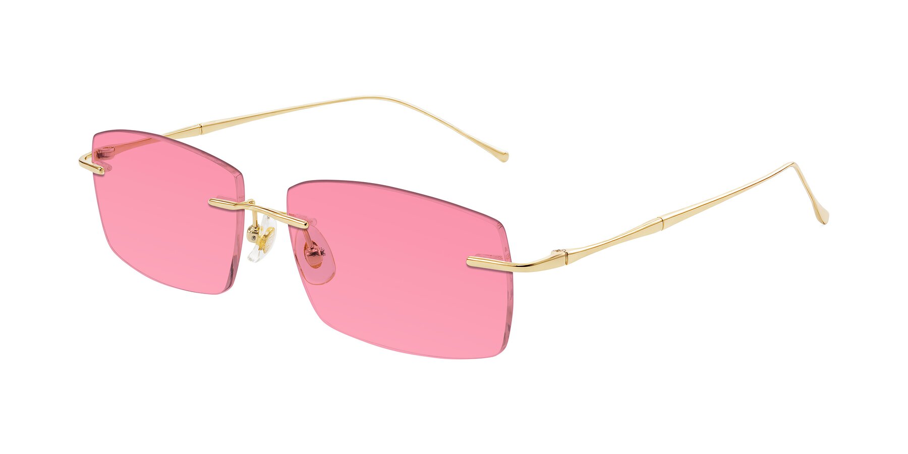 Angle of Cartman in Gold with Pink Tinted Lenses
