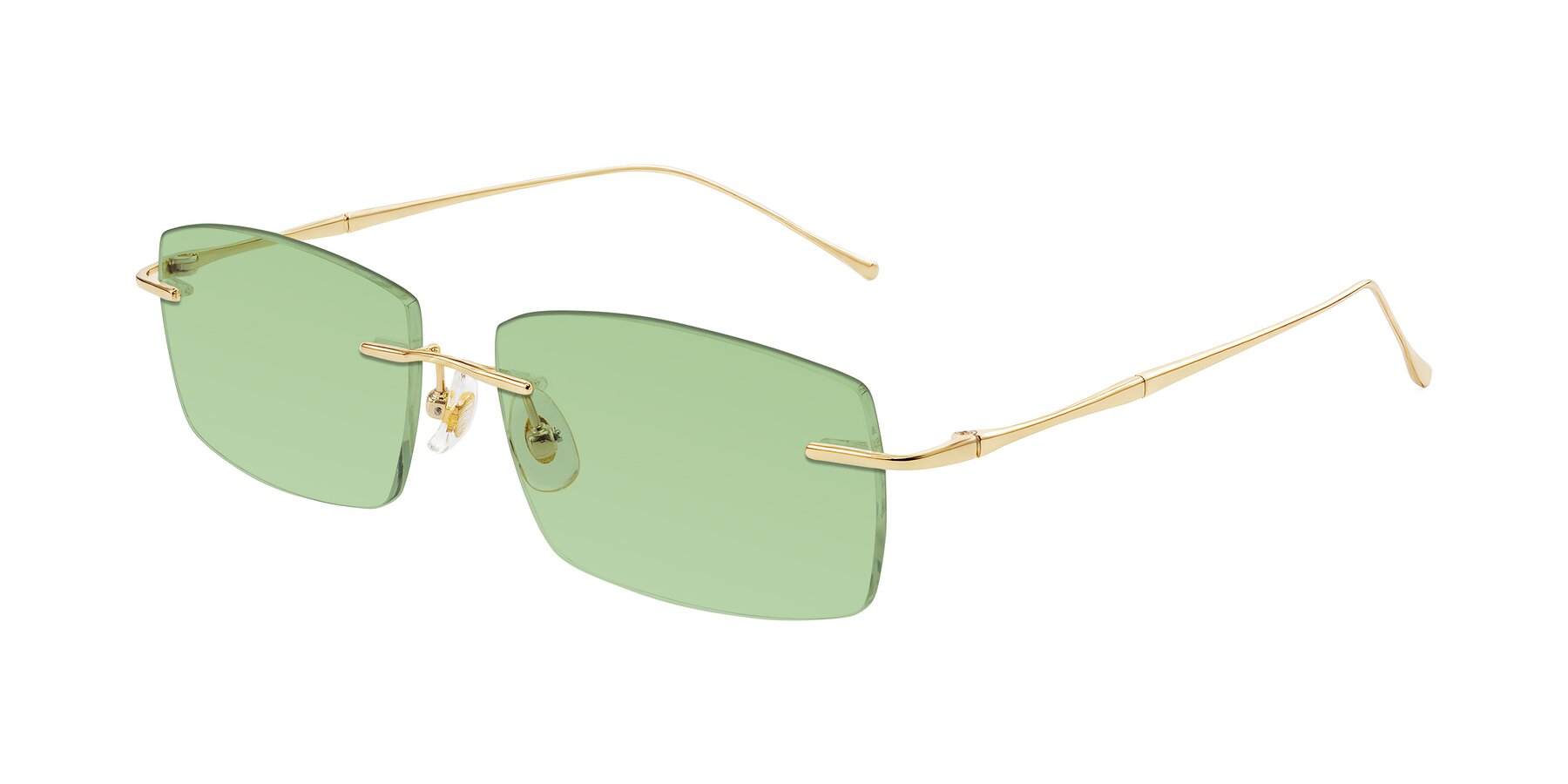 Angle of Cartman in Gold with Medium Green Tinted Lenses