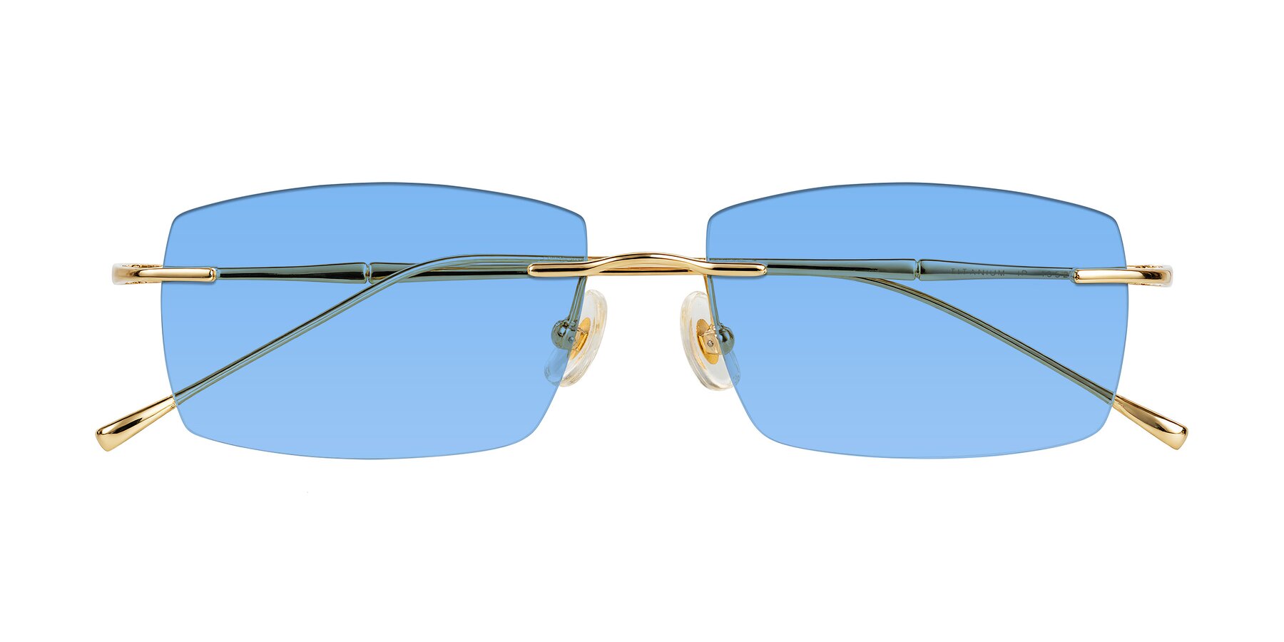 Folded Front of Cartman in Gold with Medium Blue Tinted Lenses