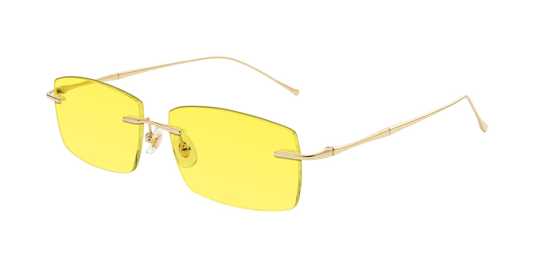 Angle of Cartman in Gold with Medium Yellow Tinted Lenses