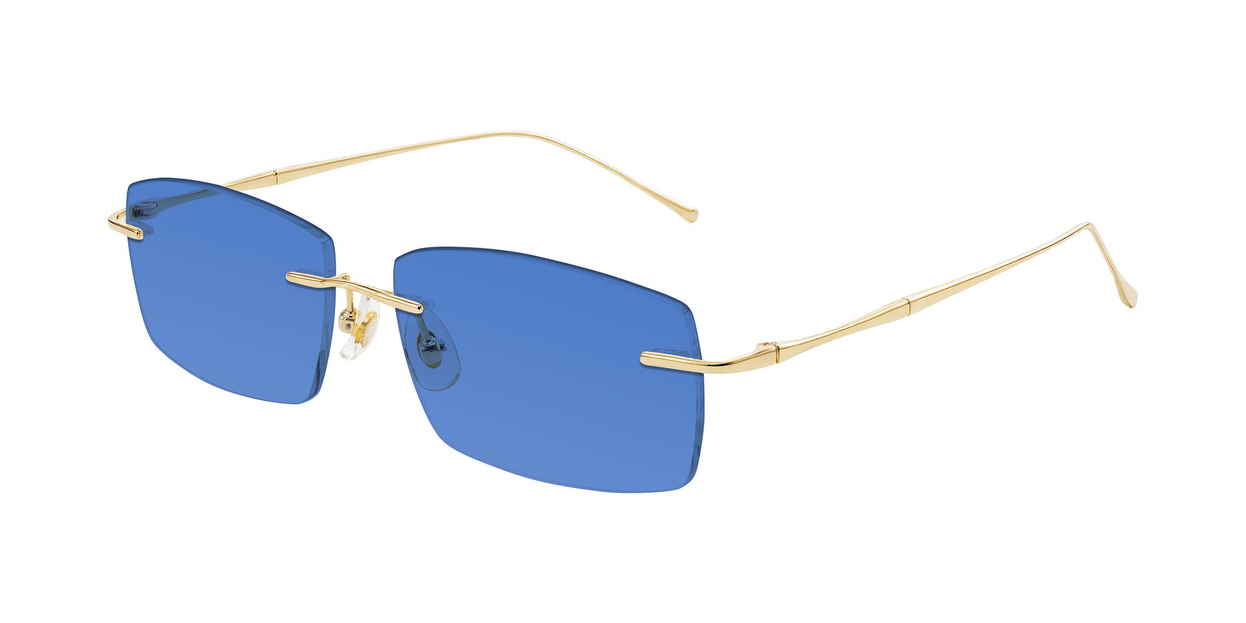 Angle of Cartman in Gold with Blue Tinted Lenses