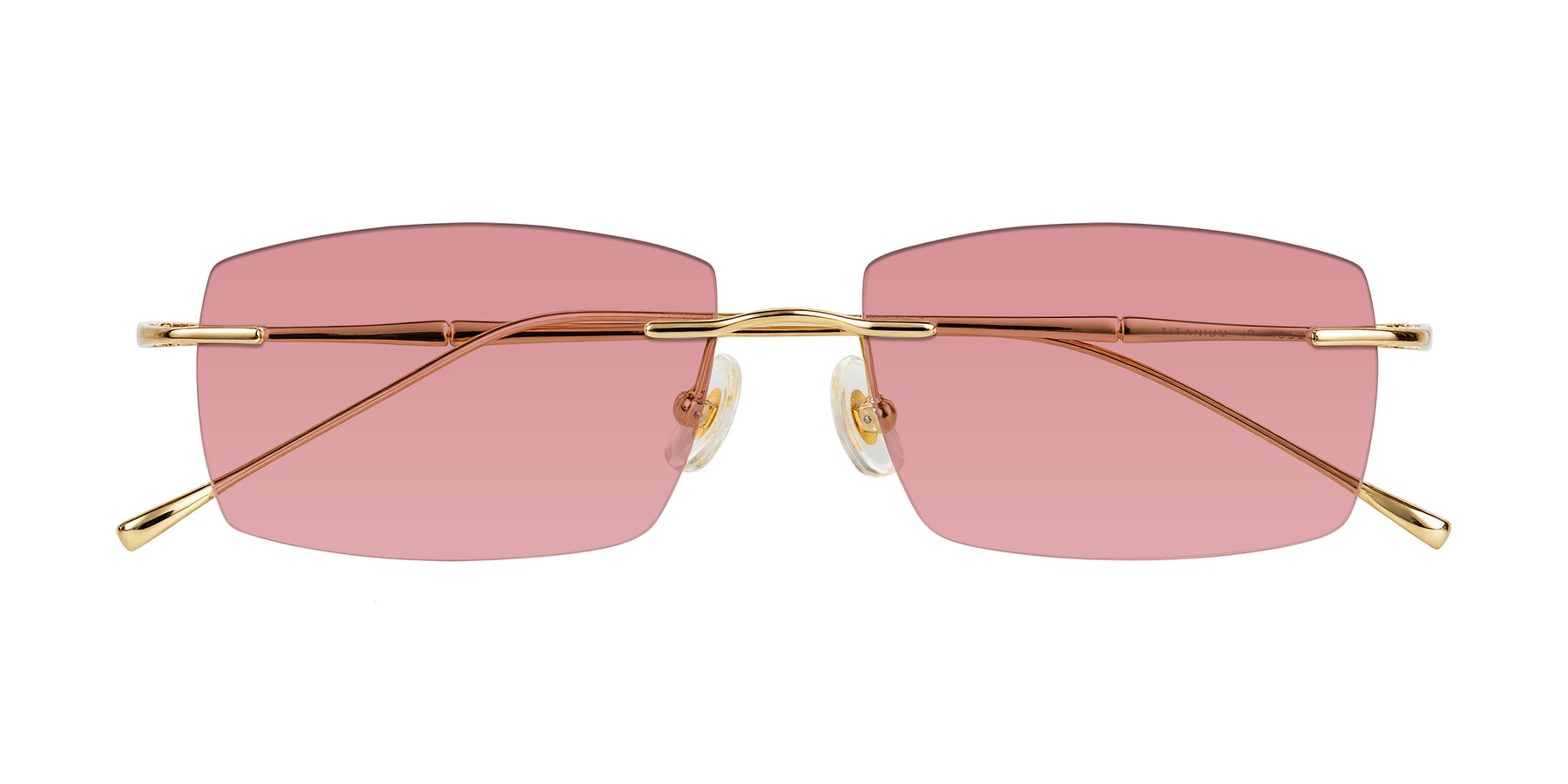 Folded Front of Cartman in Gold with Medium Garnet Tinted Lenses