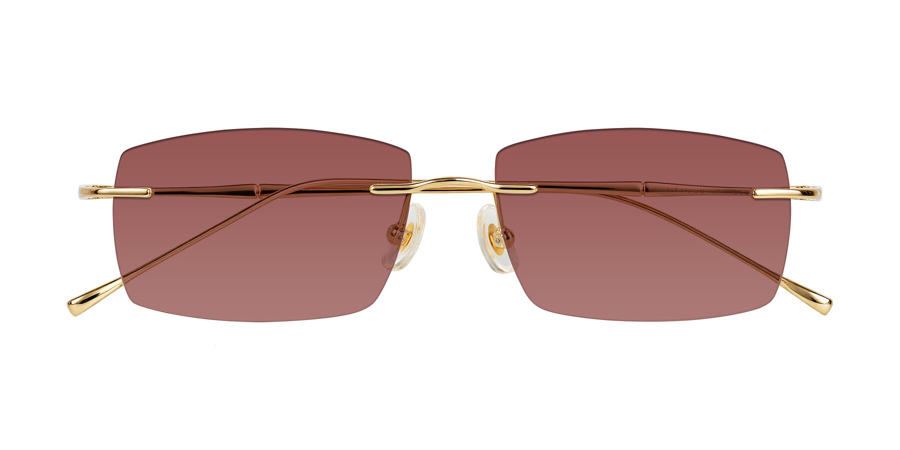 Folded Front of Cartman in Gold with Garnet Tinted Lenses