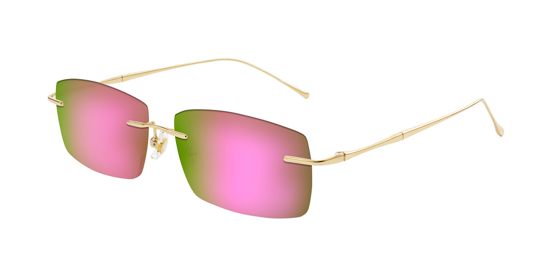 Angle of Cartman in Gold with Pink Mirrored Lenses