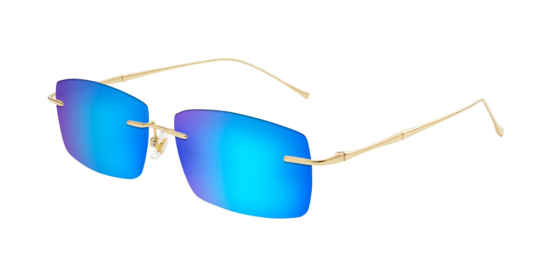 Angle of Cartman in Gold with Blue Mirrored Lenses