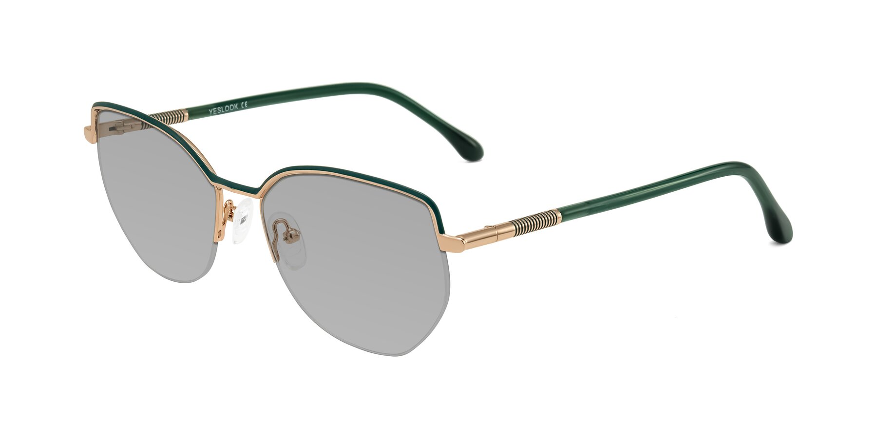 Angle of Heenan in Green/Gold with Light Gray Tinted Lenses