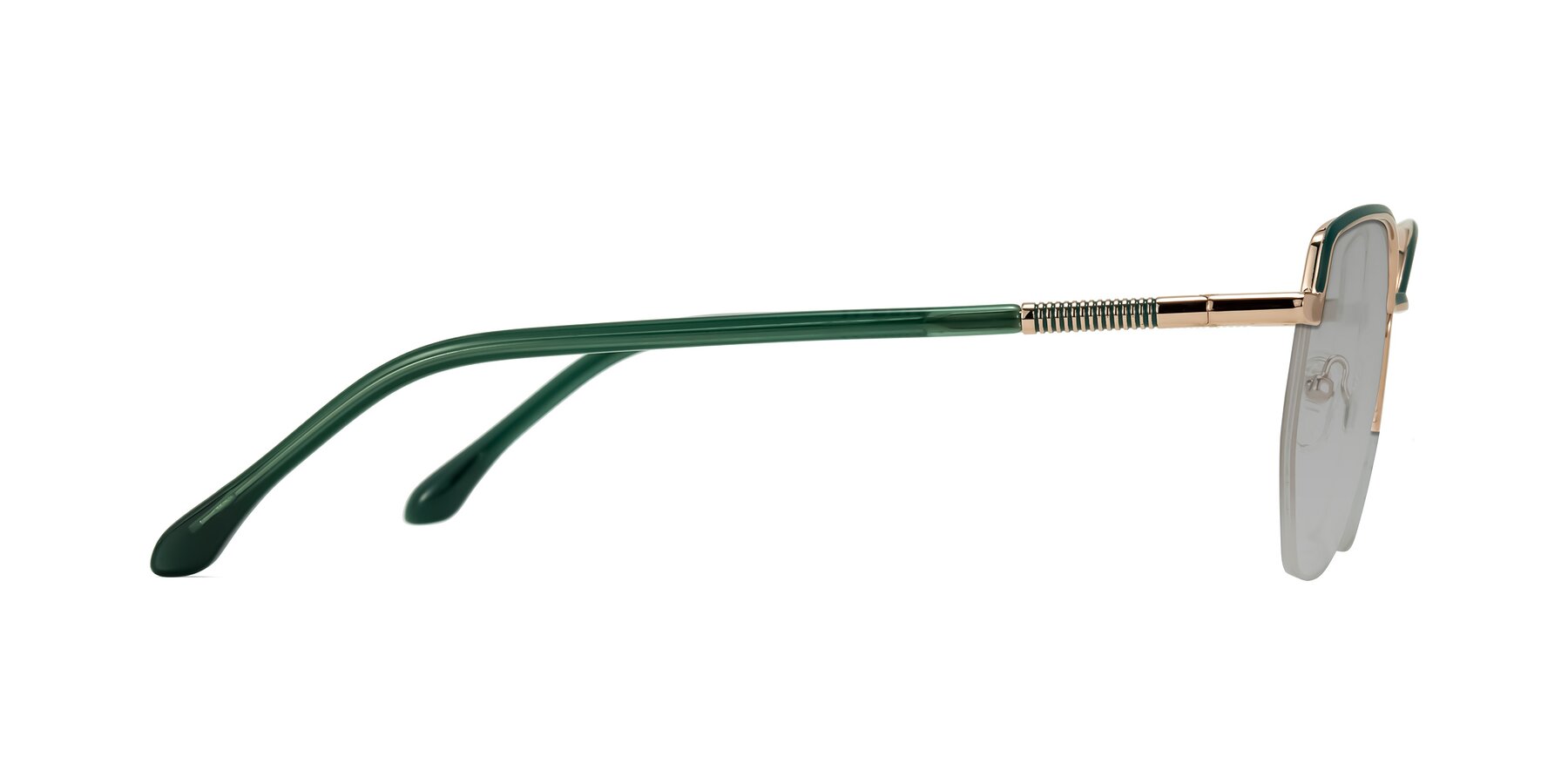 Side of Heenan in Green/Gold with Light Gray Tinted Lenses