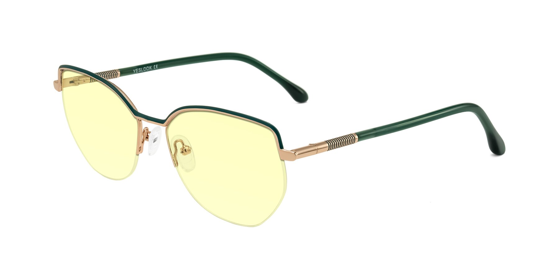 Angle of Heenan in Green/Gold with Light Yellow Tinted Lenses