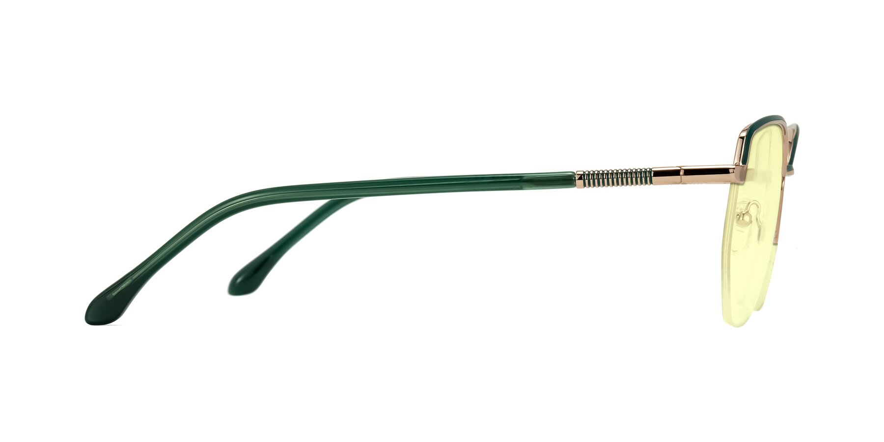 Side of Heenan in Green/Gold with Light Yellow Tinted Lenses