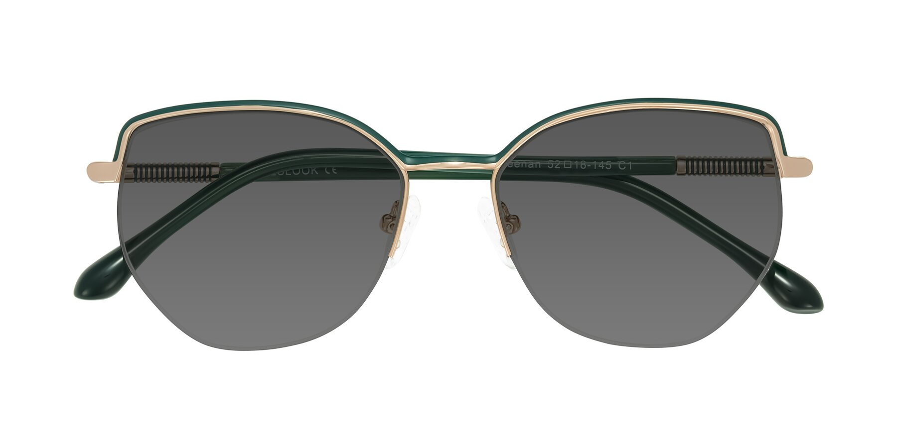 Folded Front of Heenan in Green/Gold with Medium Gray Tinted Lenses