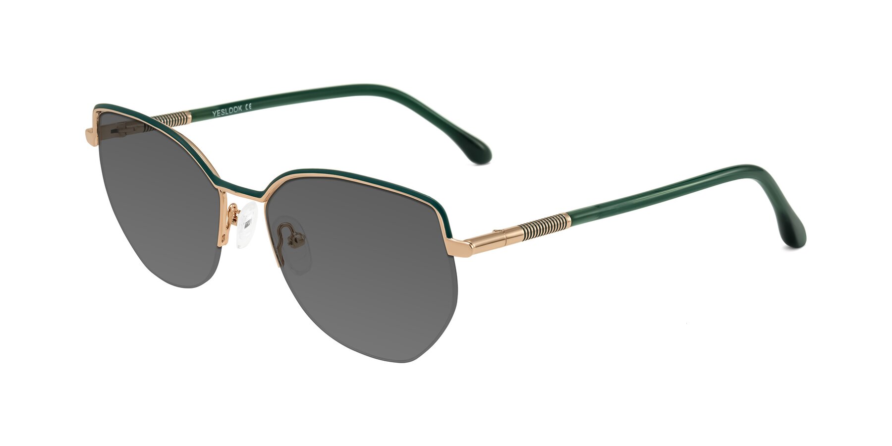 Angle of Heenan in Green/Gold with Medium Gray Tinted Lenses