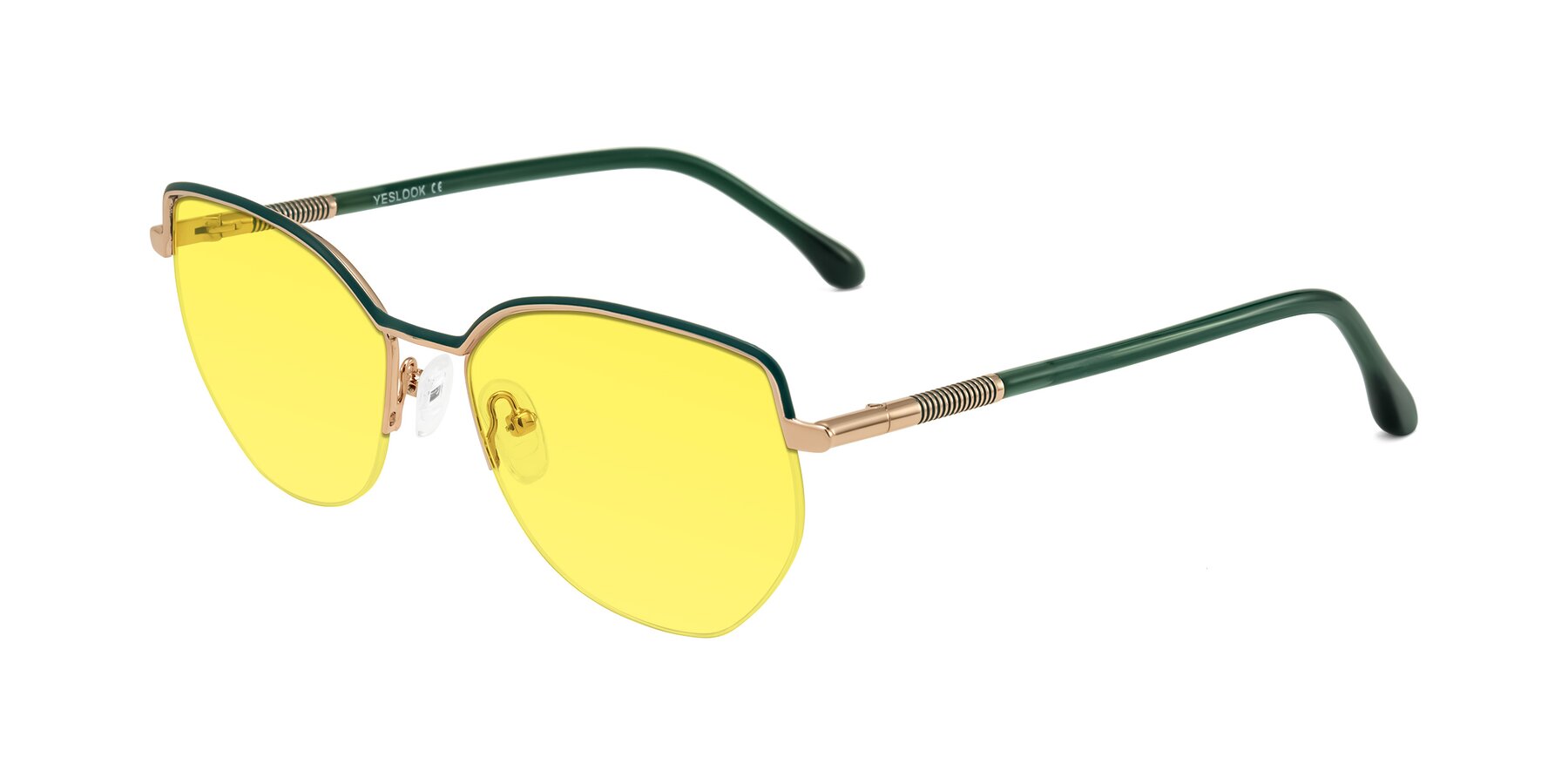 Angle of Heenan in Green/Gold with Medium Yellow Tinted Lenses