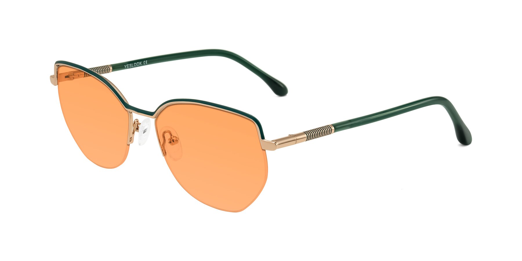 Angle of Heenan in Green/Gold with Medium Orange Tinted Lenses