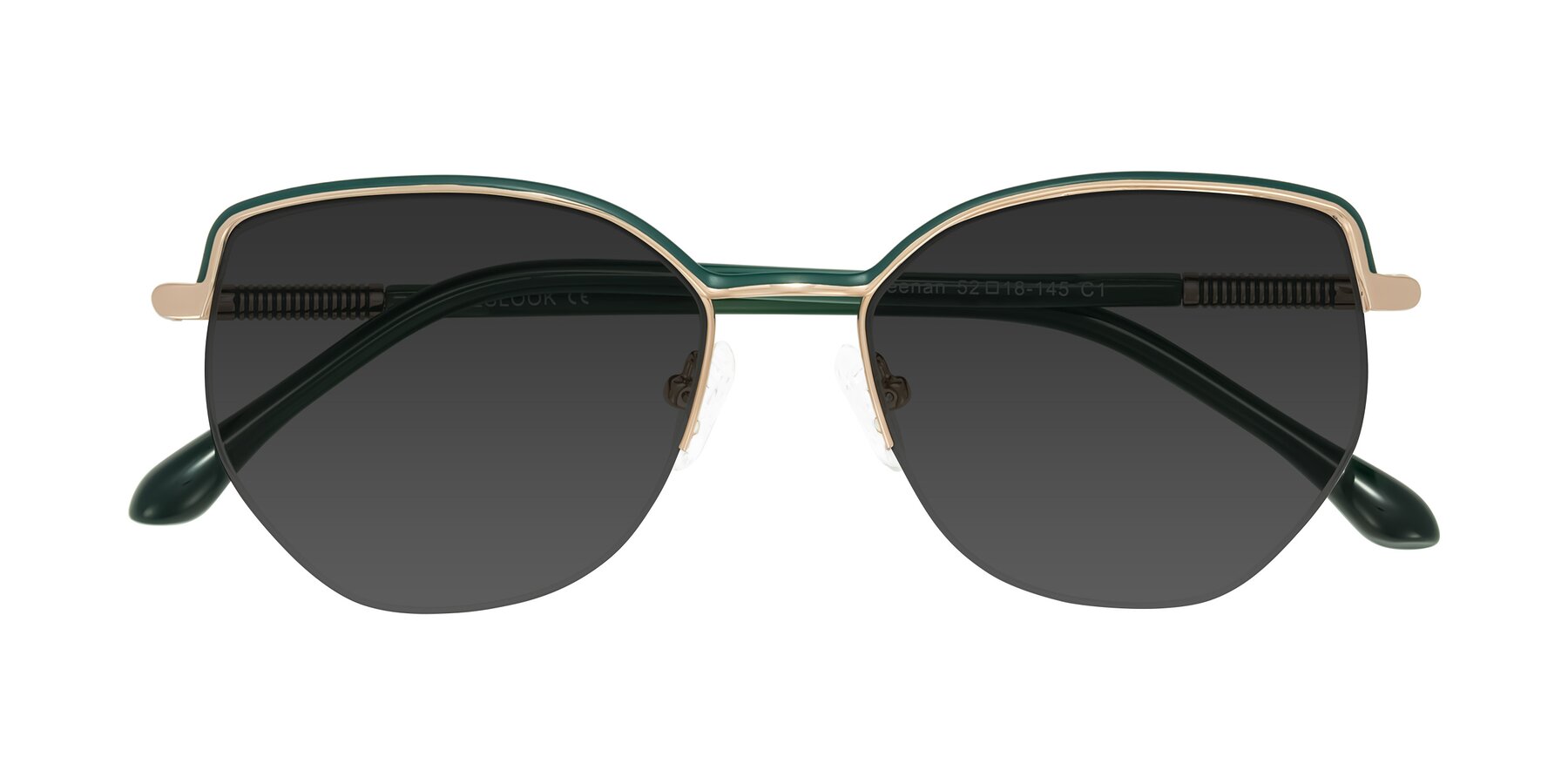 Folded Front of Heenan in Green/Gold with Gray Tinted Lenses