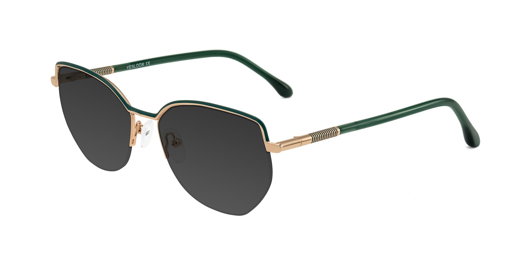 Angle of Heenan in Green/Gold with Gray Tinted Lenses