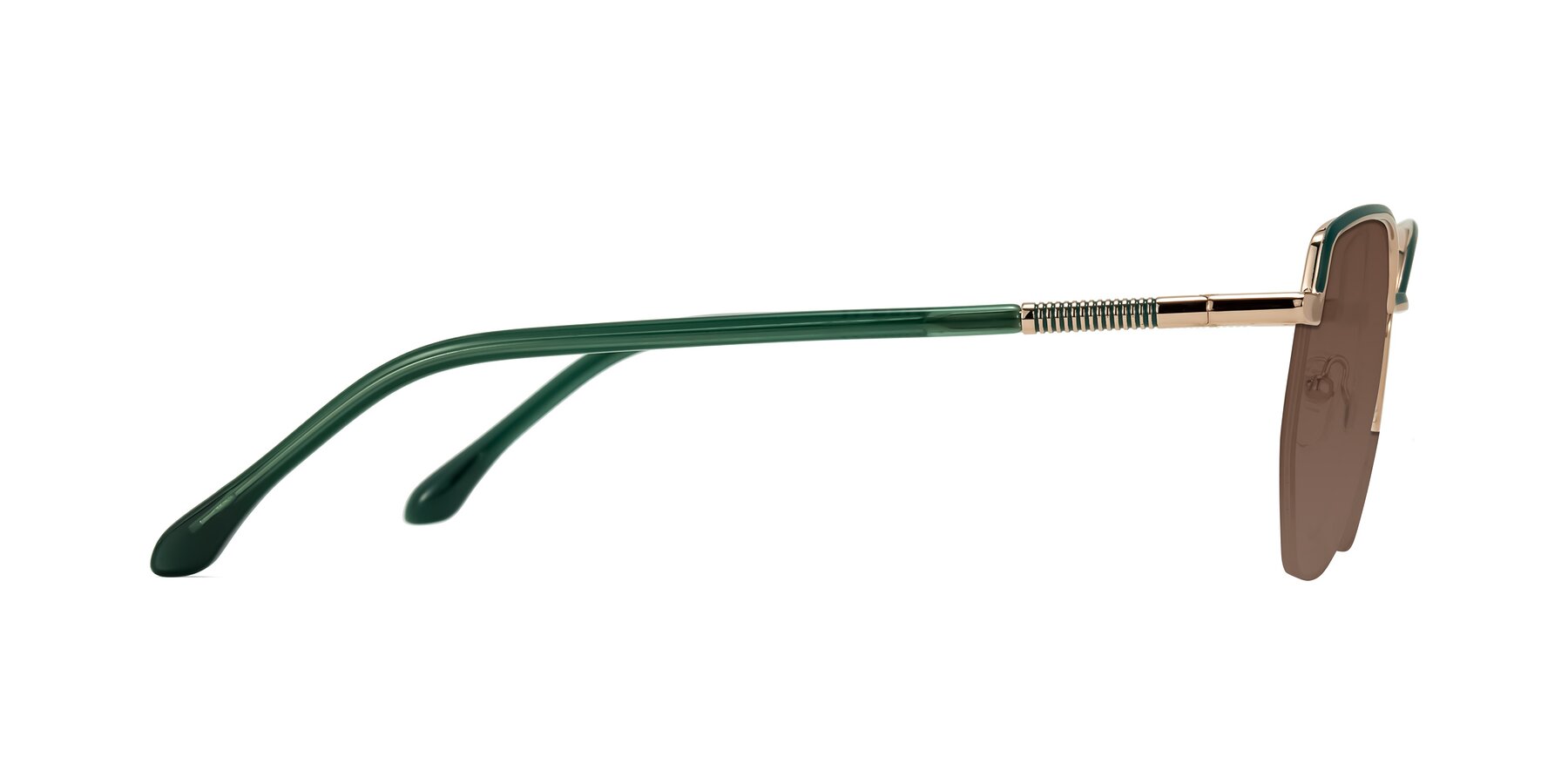 Side of Heenan in Green/Gold with Brown Tinted Lenses