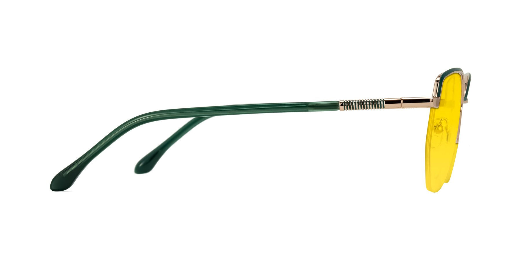 Side of Heenan in Green/Gold with Yellow Tinted Lenses