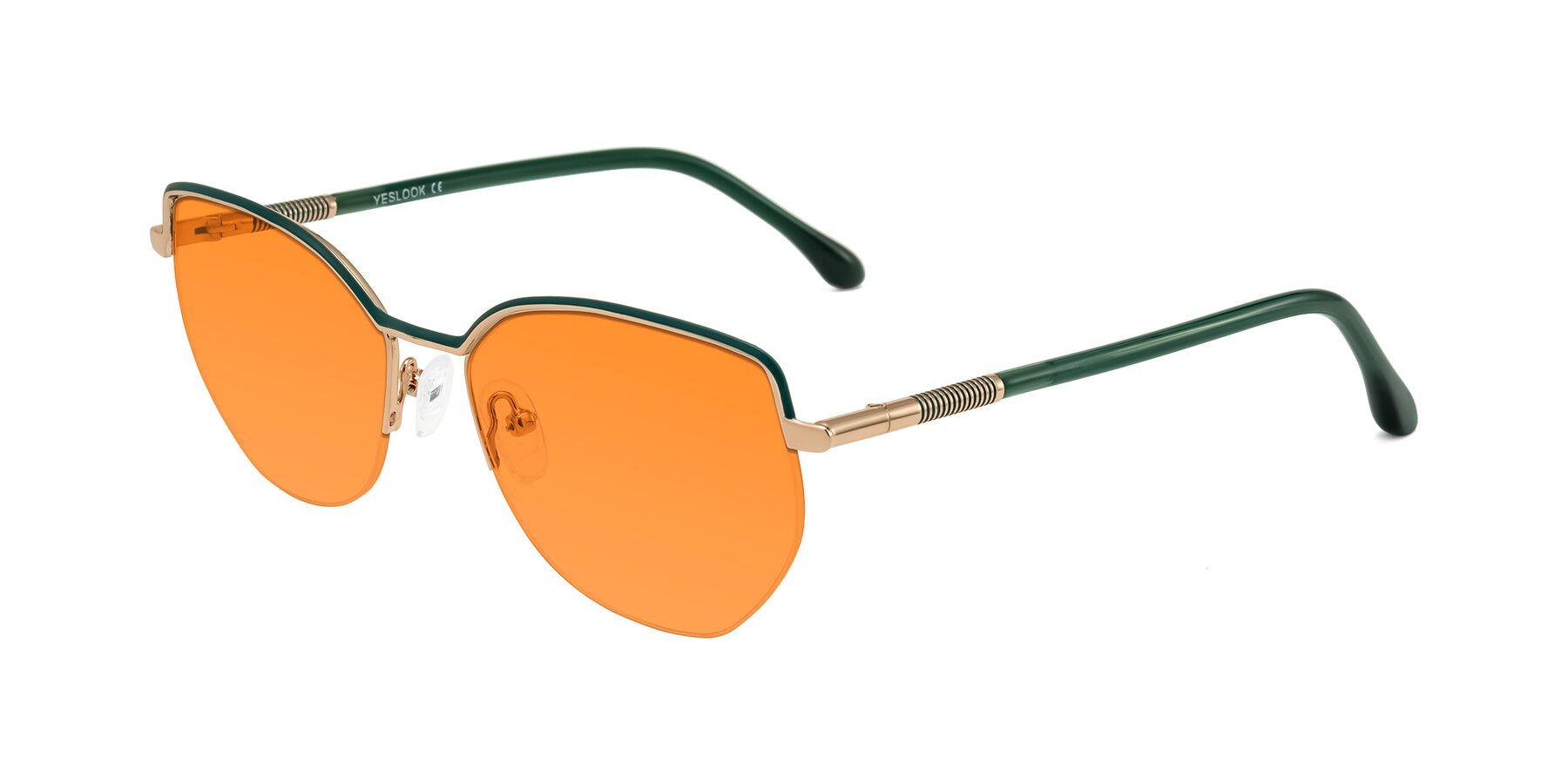Angle of Heenan in Green/Gold with Orange Tinted Lenses