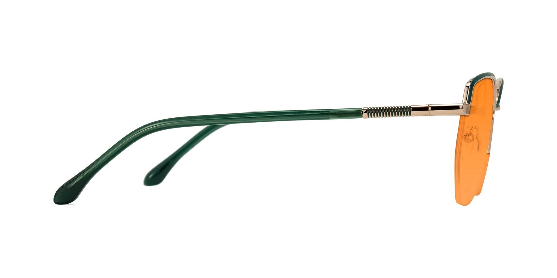 Side of Heenan in Green/Gold with Orange Tinted Lenses