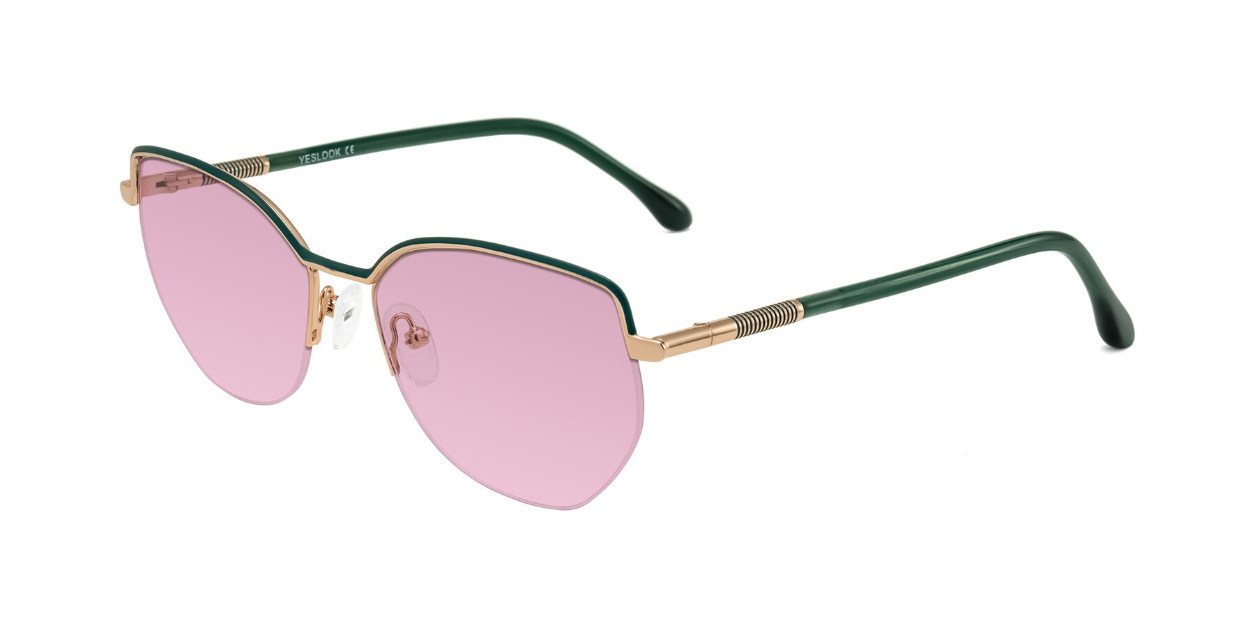 Angle of Heenan in Green/Gold with Light Wine Tinted Lenses