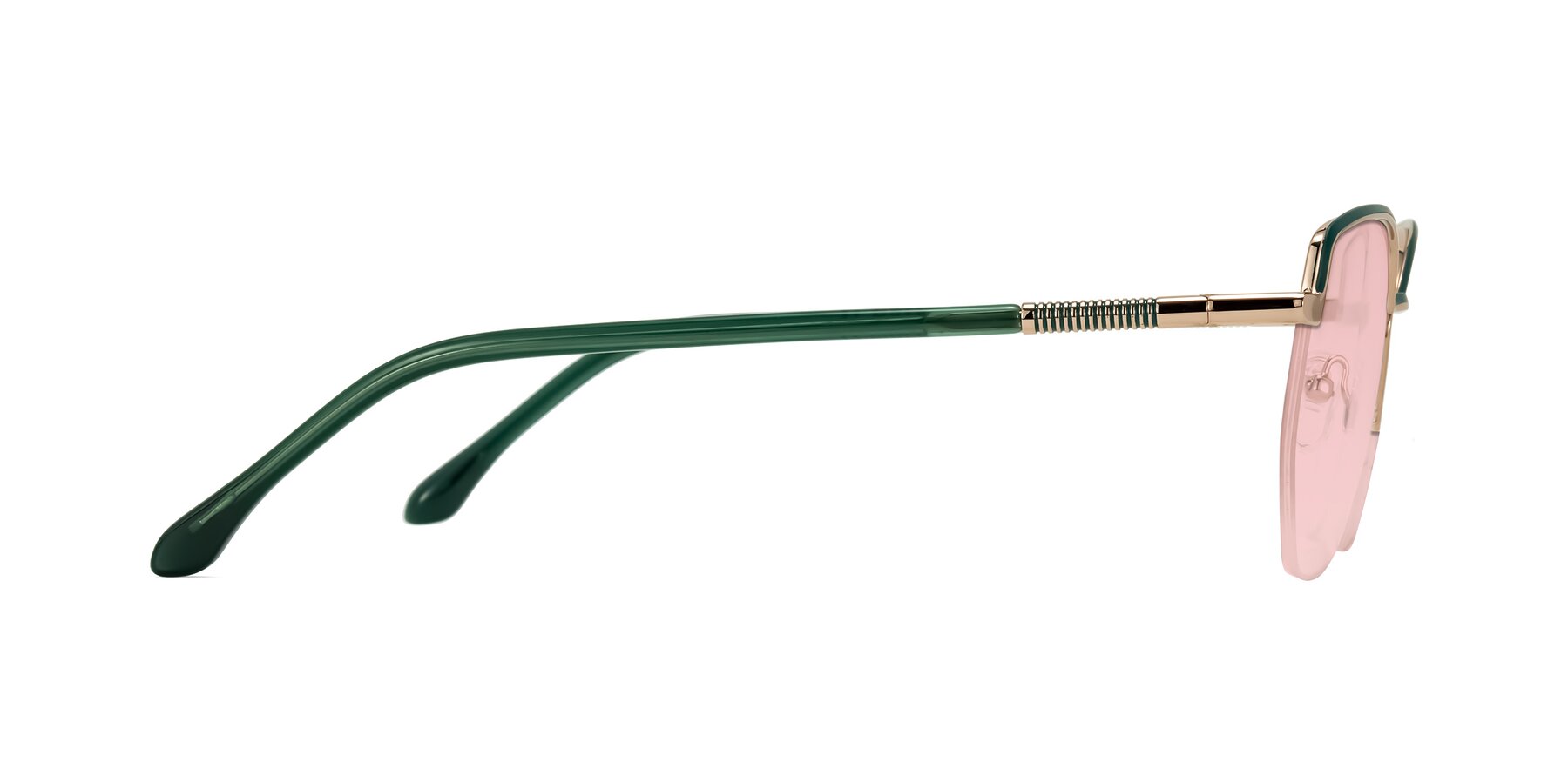 Side of Heenan in Green/Gold with Light Garnet Tinted Lenses