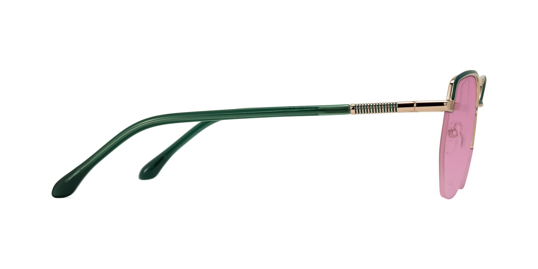 Side of Heenan in Green/Gold with Medium Wine Tinted Lenses
