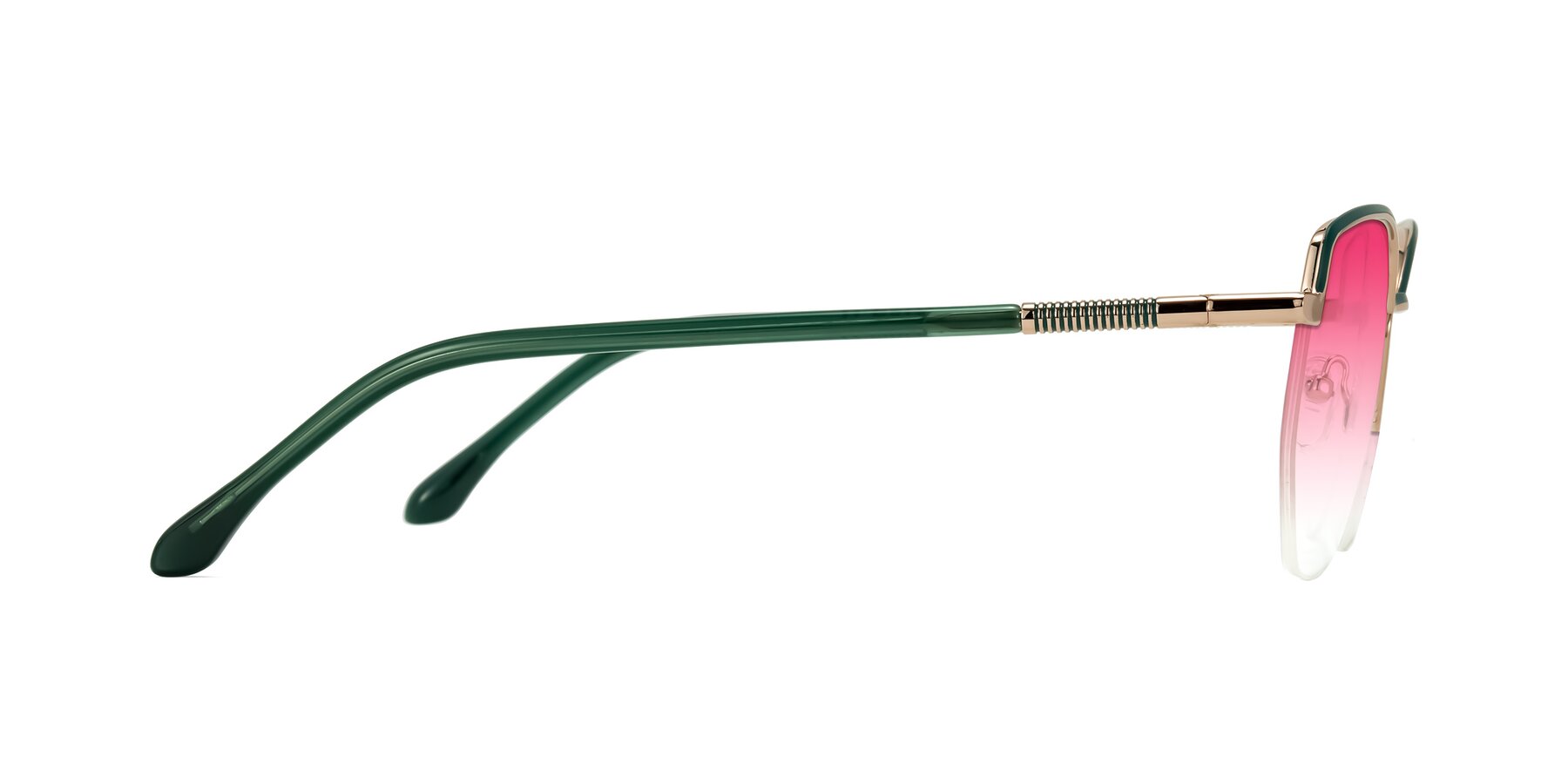 Side of Heenan in Green/Gold with Pink Gradient Lenses