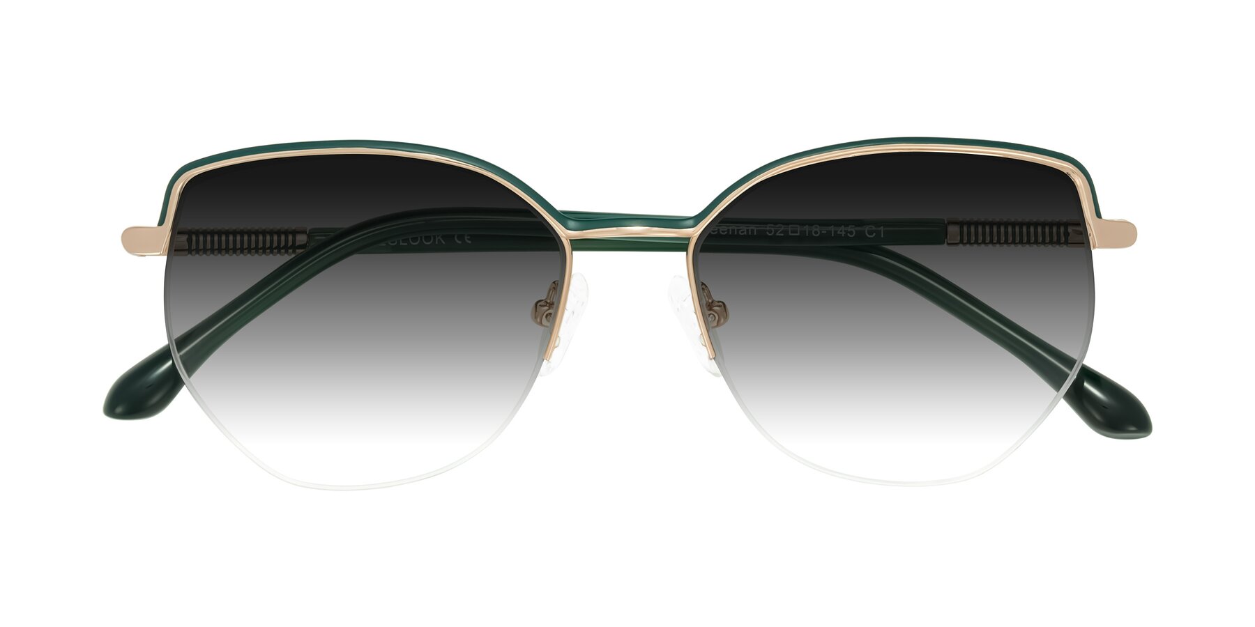 Folded Front of Heenan in Green/Gold with Gray Gradient Lenses
