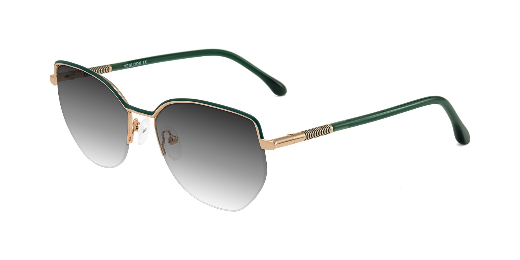 Angle of Heenan in Green/Gold with Gray Gradient Lenses